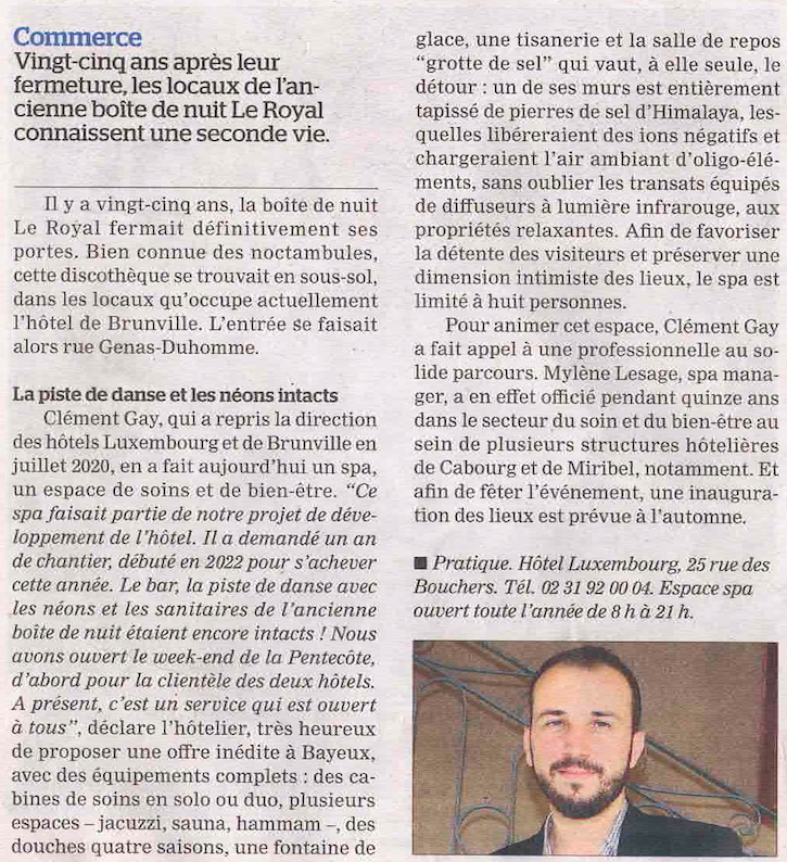 Article on the opening of the Spa in La Manche Libre